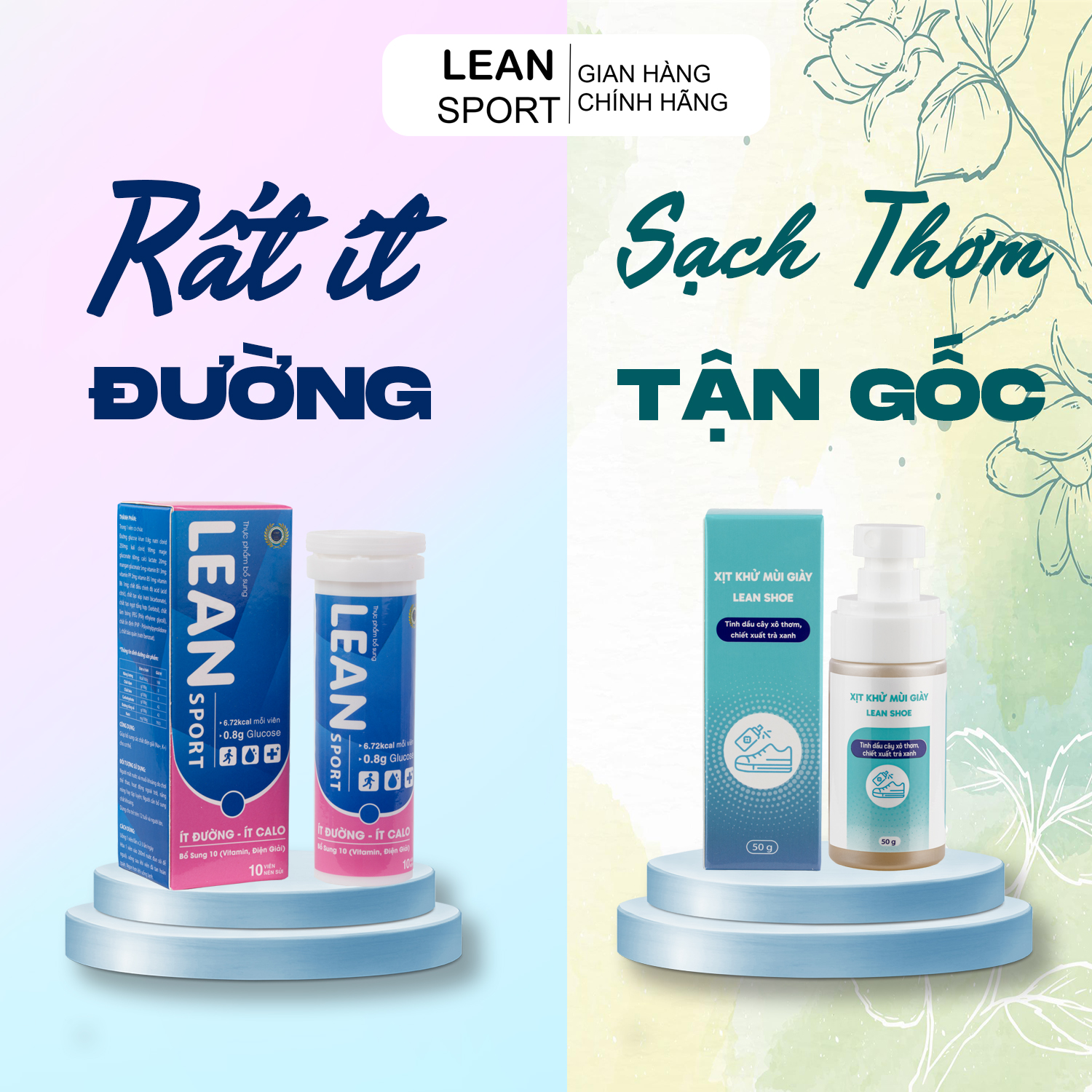 Combo Viên Sủi Điện Giải Lean Sport Và Xịt Khử Mùi Giày Tận Gốc Lean Shoe