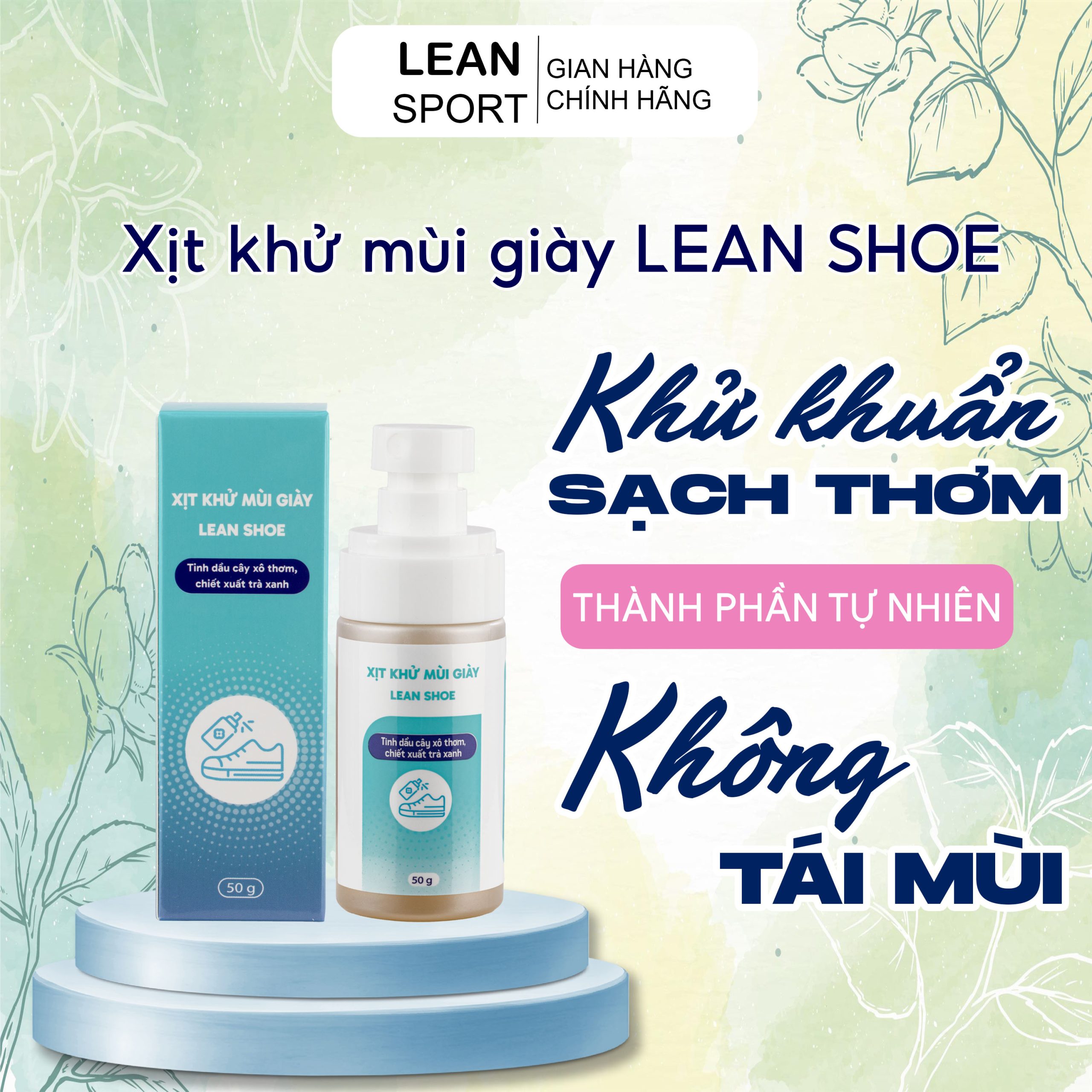 Lean Shoe Xịt Khử Mùi Hôi Giày, Chân Kháng Khuẩn Chiết Xuất Trà Xanh Xô Thơm
